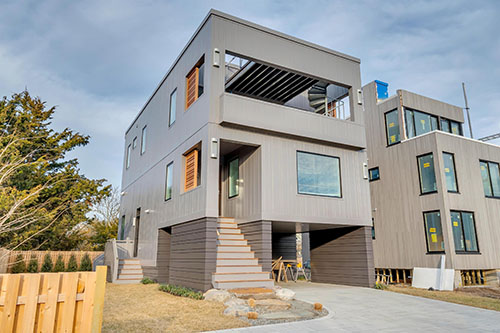 contemporary three story home